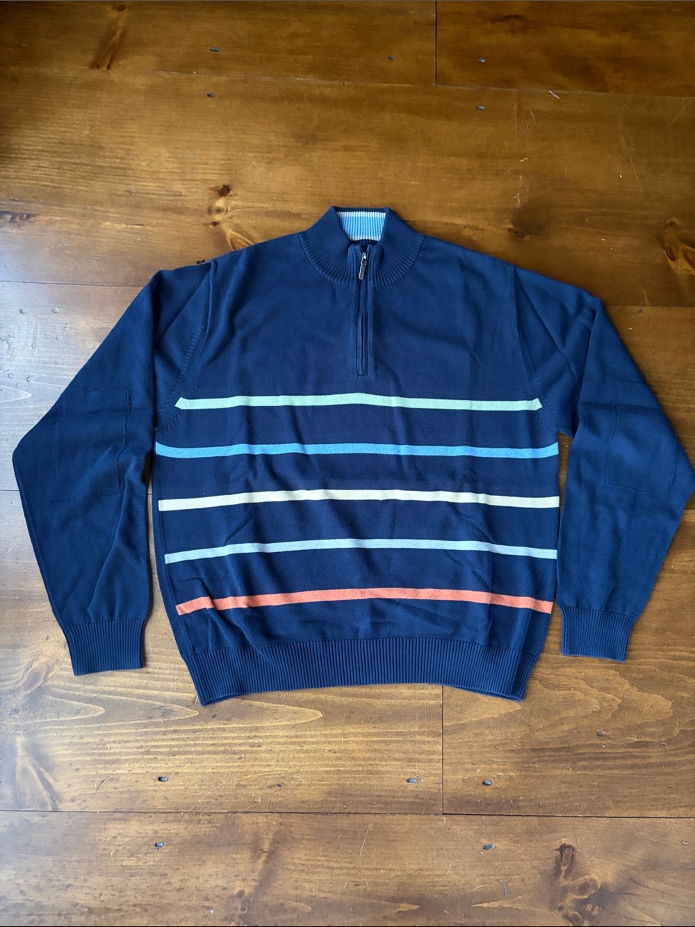 Alex Cannon Mens Navy 1/4 Zip Pullover Sweater Size L
